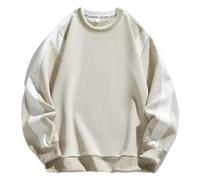 Men'S Sweatshirt Urban Youth Personality Trend Long Sleeves Sweatshirts Sport Fashion Casual Color Matching Pullover D-Khaki M
