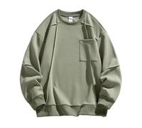 Men'S Sweatshirt Urban Youth Personality Trend Long Sleeves Sweatshirts Sport Fashion Casual Color Matching Pullover G-Green M