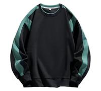 Men'S Sweatshirt Urban Youth Personality Trend Long Sleeves Sweatshirts Sport Fashion Casual Color Matching Pullover A-Black 4XL