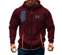 Men's Sweatshirt with Zip, Hoodie Jacket Men's Comfortable Pullover Fashionable Hoodies Casual Jumper Sports Hoodie Transition Jacket Leisure Training Jacket Warm Cardigan Sports Jackets, Wine Red, S