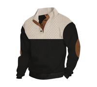 Men's Sweatshirt without Hood Pullover Long Sleeve Sweatshirt Outdoor Soft Warm Tops Button Classic Sweater Winter Jumper Streetwear, black, XL