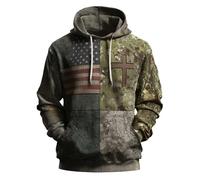 Mens Sweatshirts Big and Tall Men's Casual American Flag Hoodie God Worship Long Sleeve Sweatshirt Retro Love Christ Tshirt Little House Big (Sky Blue, S)