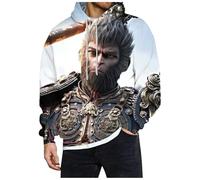 Men's Sweatshirts Black Myth Wukong Hoodies for Men UK 3D Monkey King Funny Hoodies Drawstring Long Sleeve Pullover Tops with Pockets Unisex Streetwear Halloween Clothes