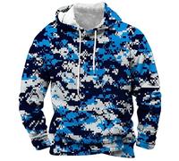 Mens Sweatshirts Casual Men's Hoodies Camouflage Printed Fashion with Pocket Hooded Raiders Hoodie for Men Winter Work Sweaters Long Sleeve Hood Jumpers (Dark Blue #2, L)