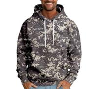 Mens Sweatshirts Classic Camo Sweatshirt With Hooded And Pocket Combat Outerwear Tops Oversized Windbreaker Workout Gym Smart Jumper Autumn Winter Sweatshirt (Army Green, XXXXL)