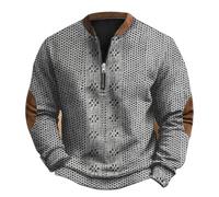 Mens Sweatshirts Clearance Jumpers for Men UK Vintage Knit Print Zip-Up Sweatshirt Long Sleeve Casual Henry Shirts Polos Sweaters Loose Athletic Shirt Tops Baggy Pullover