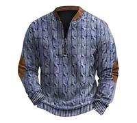 Mens Sweatshirts Clearance Jumpers for Men UK Vintage Knit Print Zip-Up Sweatshirt Long Sleeve Casual Henry Shirts Polos Sweaters Loose Athletic Shirt Tops Baggy Pullover