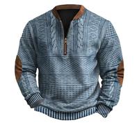 Mens Sweatshirts Clearance Jumpers for Men UK Vintage Knit Print Zip-Up Sweatshirt Long Sleeve Casual Henry Shirts Polos Sweaters Loose Athletic Shirt Tops Baggy Pullover