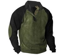 Men's Sweatshirts Colour Blocking Patchwork Sweatshirts Corduroy Blouse Long Sleeves Shirts Standing Up Collar Pullovers Quater Buttons Jumpers Ribbed Cuff Windproof Tops Outdoor Clearance