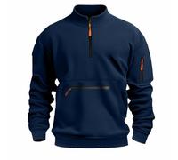Mens Sweatshirts Long Sleeve Pullover Jumper Quarter Zip Stand Collar Sweatshirt Elasticated Cuffs & Kangaroo Pocket Sweater Warm Up Autumn Winter Coats Casual Smart Oversized Outerwear S-5Xl