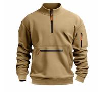 Mens Sweatshirts Long Sleeve Pullover Jumper Quarter Zip Stand Collar Sweatshirt Elasticated Cuffs & Kangaroo Pocket Sweater Warm Up Autumn Winter Coats Casual Smart Oversized Outerwear S-5Xl
