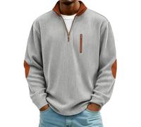 Mens Sweatshirts No Hood Corduroy Pullover Top Quarter Zip Jumper Coat | Stand Collar Pullovers Ribbed Cuffs Sweatshirt Tops Oversized Soft Chest Patch Pocket Jumpers For Autumn Daily Casual