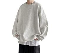 Mens Sweatshirts No Hood Mens Tops Casual Loose Fitting Drop Shoulder Pullover Round Neck Home Leisure Top Classic Versatile Long Sleeve Sweatshirt Simple And Comfortable Jumper Solid Colour