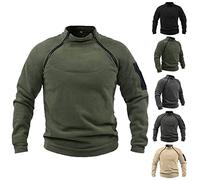 Mens Sweatshirts Pullover,Men'S Tactical Fleece Pullover,Combat High Neck/Quarter Zip/Military Style/Warm Thermal Cardigan With Arm Patch Design Optional Multiple Colors For Outdoor/Sports