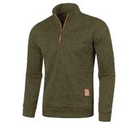 Men's Sweatshirts Quarter Zip Long Sleeved V Neck Jumpers Zipper Knitted Pullovers Half Zip Warm Sweater 1/4 Zip Blouse Sweatshirt Regular Fit Winterpullover Golf Gifts for Men Army Green