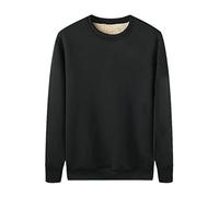 Men's Sweatshirts Sherpa Lined Pullover Sweater Classic Cotton Winter Sweatshirt Warm Fleece Jumpers Padded Long Sleeve Sweatshirt Thermal Solid Color Long-Sleeved Sweatshirt Casual Jumpers