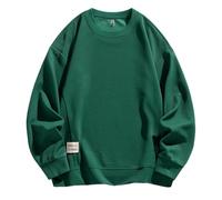 Mens Sweatshirts Solid Color Long Sleeve Tops Casual Crew Neck Jumpers Autumn Winter Pullover Sports Plain Sweatshirt Loose Fit Sweaters Workwear Mens Jumper Plus Size M-8XL Green