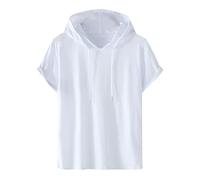 Mens Sweatshirts Summer Short Sleeve Top Clearance Casual Cotton Comfy Running Hoodie Solid Colour Fashion Drawstring Hooded Pullover Sports Hoodie Tops