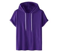 Mens Sweatshirts Summer Short Sleeve Top Clearance Casual Cotton Comfy Running Hoodie Solid Colour Fashion Drawstring Hooded Pullover Sports Hoodie Tops
