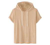 Mens Sweatshirts Summer Short Sleeve Top Clearance Casual Cotton Comfy Running Hoodie Solid Colour Fashion Drawstring Hooded Pullover Sports Hoodie Tops