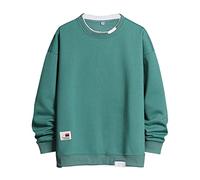 Men's Sweatshirts UK Male Casual Solid Splice Hoodless Sweatshirt Off Shoulder Long Sleeve Blouse Distressed Tops Loose Fit Plain Pullover Sweatshirt Sweater Jumper Top for Men and Women Blank