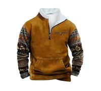 Men's Sweatshirts UK Micro Fleece Pullover Half Zip Tactical Sweatshirt Ethnic Printed Athletic Hoodies Cotton Workout Sweatshirt Hip Hop Pullovers Western Cargo Jumpers Clearance