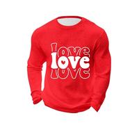 Men's Sweatshirts Valentine's Day Hearts Print Tops Casual Jumpers Winter Pullover Sports Sweatshirt Loose Fit Workwear Mens Jumper Mens Crewneck Sweatshirts Long Sleeve Pullover Tops Fashion Clothes