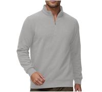 Men's Sweatshirts Warm Fleece Lined Pullover Sweater Warm Half Zip Microfleece Jacket Classic Winter Sweatshirt for Autumn Winter, Hiking, Work (White, S)