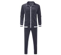 Mens Sweatsuits 2 Piece Set Velour Tracksuit Sweatsuit Velvet:Men's Jogging Track Suit 2 Pieces Set Zip Up Sweatshirts Jacket Pants with Pockets Mens Sweat Suits Grey