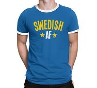 Mens Sweden Sverige 2021 Football T-Shirt Swedish AF Euro Team Royal Blue
