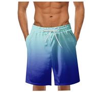 Mens Swim Bottoms Quick-Dry Lightweight Beach Shorts Gradient Print Bathing Suit Stretch Swimming Trunks for Men Summer Casual Sports Shorts Blue