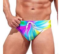 Mens Swim Briefs Soft Comfortable Hawaiian Print Swimwear for Pool Beach,Versatile Drawstring Tie Side Swim Trunks Soft Comfortable Fabric Ensures Hot Pink