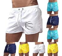 Mens Swim Shorts No Mesh Mens 3 Inch Split Side Running Shorts Summer Spa Trunks Gym Training Shorts Breathable Board Shorts Sun Bath Shorts Outdoor Sport Short Swimwear Boxer Shorts
