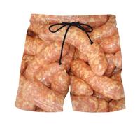 Mens Swim Shorts | Sausage Print Swimming Shorts | Funny Summer Beach Short Pants with Drawstring | Creative Printing Casual Shorts Pants Swimming Trunks for Men, L