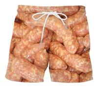 Mens Swim Shorts Sausage Print Swimming Shorts Funny Summer Beach Short Pants with Drawstring Creative Printing Casual Short Pants Swimming Trunks