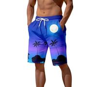 Mens Swim Shorts Seaside Coconut Tree Sunset Printed Surfing Trunk For Men Uk Quick Dry Summer Breathable Swimming Shorts With Drawstring Hawaiian Holiday Beach Pants Loose Fit Sports Trunks