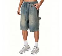 Men's Swim Shorts Summer Beach Functional Comfortable Denim Summer Wide Cowgirl High Cut Straight Leg Trousers Fashion 2025 Casual Lightweight Stretch Retro Hiking, bright blue, L