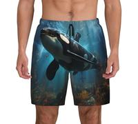 Men's Swim Trunks/Huge Killer Whales Print Beach Quick Dry Shorts with Compression Liner Board Swim Pants, M-3XL