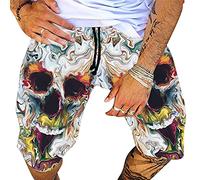 Mens Swim Trunks Men's Skulls Printed Shorts Summer Beach Skeleton Casual Short Vintage Cotton Blend Trunk