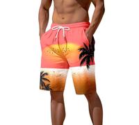 Men's Swim Trunks Swimming Shorts Board Shorts 3D Printed Seaside Coconut Tree Sunset Printed Beach Pants Casual Short