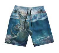 Men's Swim Trunks with Beach Print Quick Dry Swimsuits Board Shorts with Pockets Summer Gifts, Crocodile, XXXL