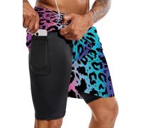 Mens Swim Trunks with Compression Liner 7 Inch Inseam Mens Bathing Suit Quick Dry Mens Swimming Trunks Swimsuit (UK, Alpha, XS, Regular, Regular, Color24)