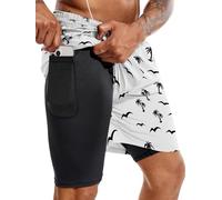 Mens Swim Trunks with Compression Liner 7 Inch Inseam Mens Bathing Suit Quick Dry Mens Swimming Trunks Swimsuit (UK, Alpha, L, Regular, Regular, Color35)