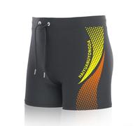 Men's swim trunks with lining and drawstring, designed from nylon and polyester materials to provide durability and comfort for pool and beach use (4XL Yellow)