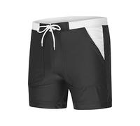 Mens Swimming Shorts Black Tie Side Drawstring Waterproof Board Shorts Men's Swim Shorts Bathing Suit Swimming Shorts 2 in 1 Men's Swim Trunks with Zipper Pockets Dad Gifts Spring Summer Holidays