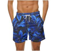 Mens Swimming Shorts Comfortable Holiday Beach Shorts Loose Elasticated Waist Short Trousers Pockets Hawaiian Print Quick Dry Casual Summer Surf Board Half Pants Lightweight Vacation Outdoor Bottoms