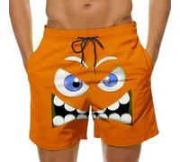 Men's Swimming Shorts Summer Funny 3D Cartoon Face Big Eyes Print Beach Shorts Elastic Waist Plus Size Drawstring Swim Trunks Quick Dry Holiday Sports Running Beachwear with Pockets