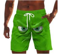 Mens Swimming Shorts Summer Quick Dry Swim Shorts Elasticated Waist Novelty Board Trunks Funny Face Print Swimwear Knee Length Classic Fit Swimsuits Holiday Beach Clothes for Men
