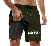 Men's Swimming Trunks Shorts,Quick Dry Surfing Shorts Men Quick Swim Briefs Man's Underwear Tan Through Thong Beach Summer Printed (Army Green,XL)