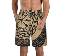 Mens Swimming Trunks, Swimming Short, Viking Norse Mythology Pagan Compass Symbol, Quick Dry Beach Shorts Mesh Lining Sport Swim Trunks 3XL